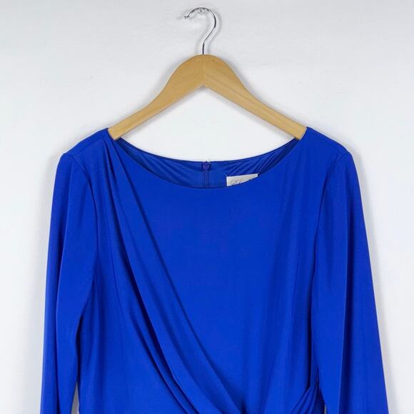 Eliza J Women’s Jersey Knit Drape Knot Front Dress Size 16 Cobalt Blue - Picture 4 of 14